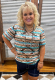 Rustic Turquoise Aztec Top