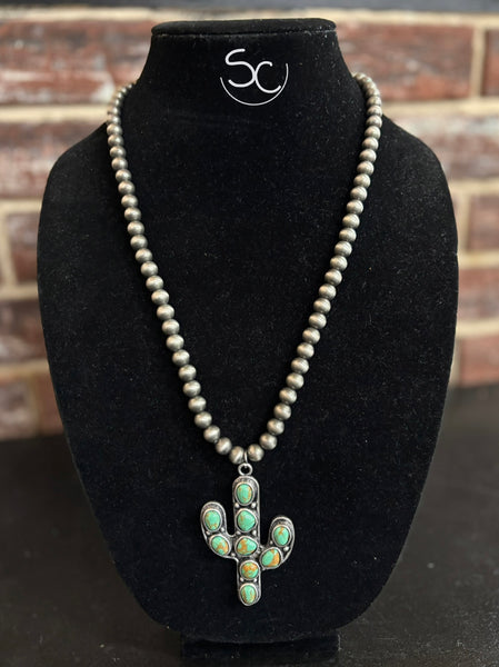 “Stoned Cactus” Necklace *Green