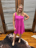"Essential Ribbed" Dress *Fuchsia