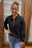 Levi Ribbed Quarter Zip *Black