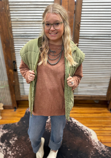 Alexis Corded Vintage Pullover - Chocolate