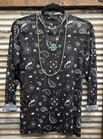 "Bandana Babe" Mesh Top *Black