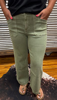 “Faded Green” Super High Rise Cropped Jeans