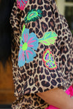 Donna Embroidered Top- Leopard