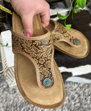 "Danni" Tooled Sandal *Light Tan