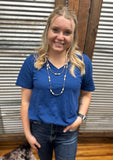 "Basic Essential" V-Neck Top *Navy