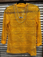 "Golden Afternoon Lace" Mesh Top