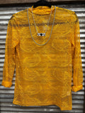 "Golden Afternoon Lace" Mesh Top