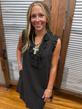Mineral Washed Ruffled Dress *Black