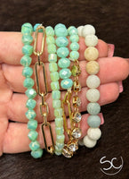 "Aqua & Gold" Stretch Bracelet Set