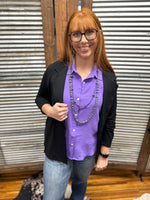 "Essential Sleeveless Button Down" Top *Lavender