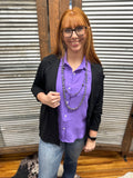 "Essential Sleeveless Button Down" Top *Lavender