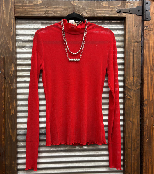 Glitter Mesh Top *Red
