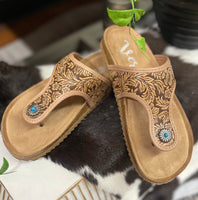 "Danni" Tooled Sandal *Light Tan