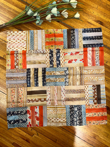 "Log Cabin" XO Shorty Silk Scarf
