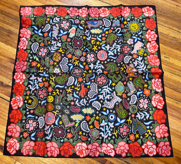 "Rose Ranch" XO Shorty Silk Scarf