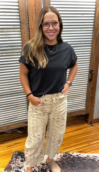 "Wild Wild West" Barrel Jeans *Almond Latte