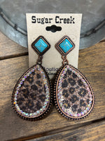 "Turquoise & Leopard" Teardrop Stud Earring