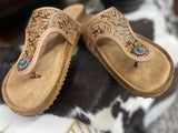 "Danni" Tooled Sandal *Light Tan