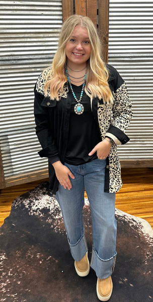 "Leopard Block Print" Shacket