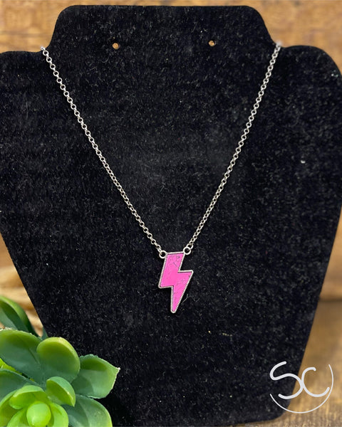 "Simple Lightning" Necklace *Pink
