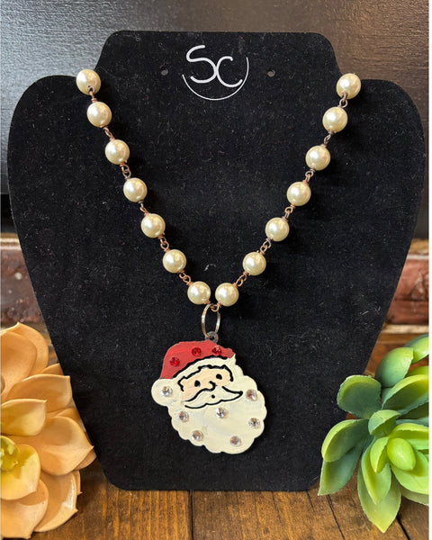 "Santa on Pearls" Necklace