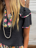 Daisy Polka Dot Flutter Sleeve Top