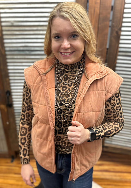 "Quilted Vest" Vintage Wash *Rust