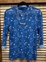 "Bandana Babe" Mesh Top *Blue