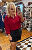 Sloane Button Up Top- Burgundy