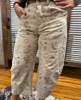 "Wild Wild West" Barrel Jeans *Almond Latte