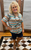 Rustic Turquoise Aztec Top
