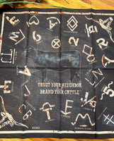 "Cattle Brands" XO Shorty Silk Scarf