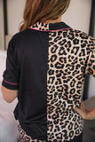 Double Take Leopard Ruffle Pajama Set