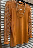 "Checked In Burnt Orange" Mesh Top