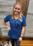 "Basic Essential" V-Neck Top *Navy