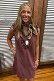 Mineral Washed Ruffled Dress *Wine