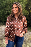 Mocha Dot Button Up