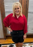 Sloane Button Up Top- Burgundy