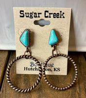 “Triangle & Hoop” Earring *Turquoise/Copper