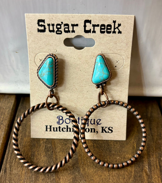 “Triangle & Hoop” Earring *Turquoise/Copper