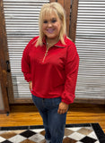Levi Ribbed Quarter Zip *Red