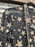 "Black and Gold Stars" Mesh Top