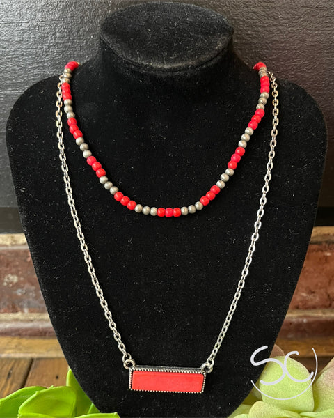 “Double Down" Necklace *Red