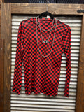 "Pep Rally" Mesh Top *Red & Black