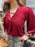 Ivy Velvet Textured Top *Red
