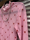 Keigan Mesh Top- Pink Heartlines