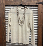 Tooled in Ivory Mesh Top