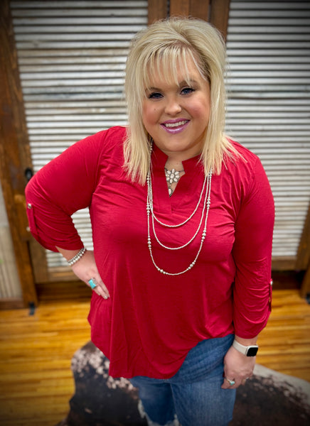 "Solid Lizzy" Top *Red