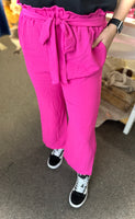 "Comfy and Stylish" Paper Bag Pant *Hot Pink